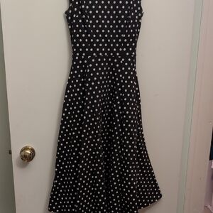 Collectif Classic Black and White Polka Dot Midi Dress